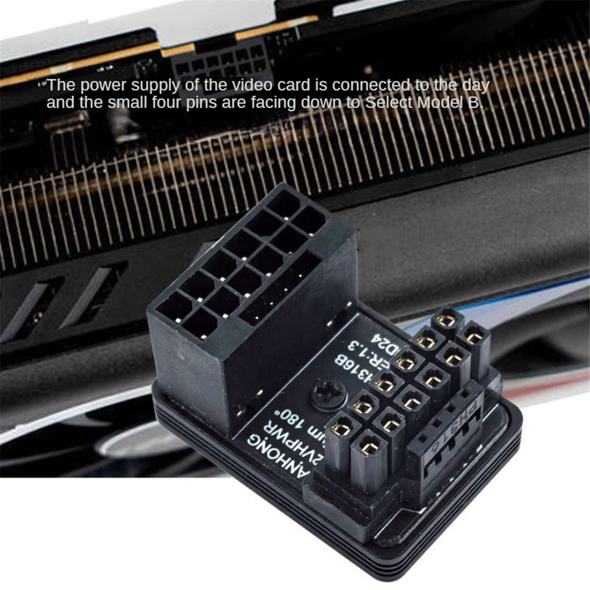 PCIe 5.0 12VHPWR 180-Grad-Adapter Für Grafikkarten – 16-Pin (12+4), Bis 600W, CNC-Aluminium, Schwarz (PH316B)