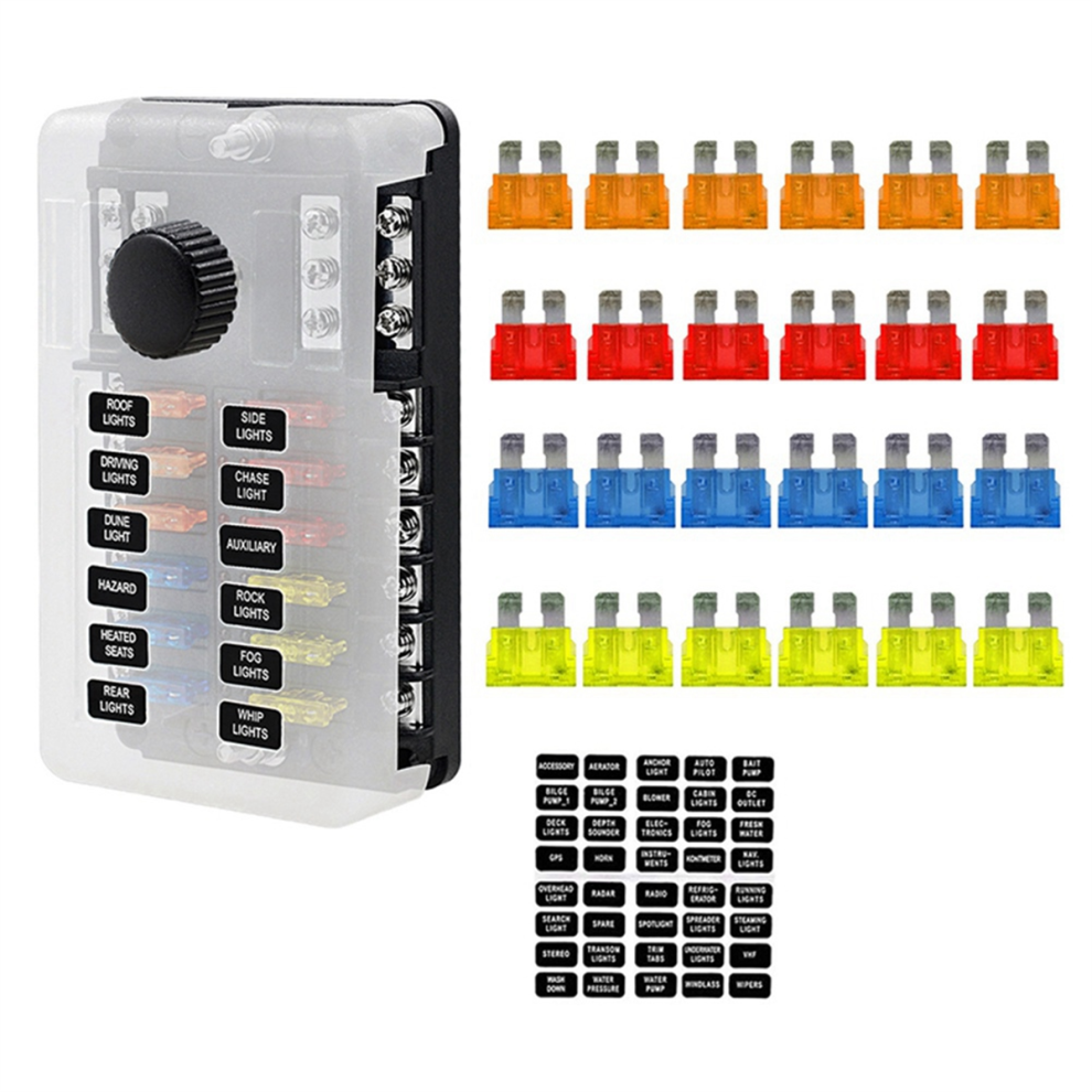 12Ways Blade Fuse Holder Block & Warning Indicator 4851982255966