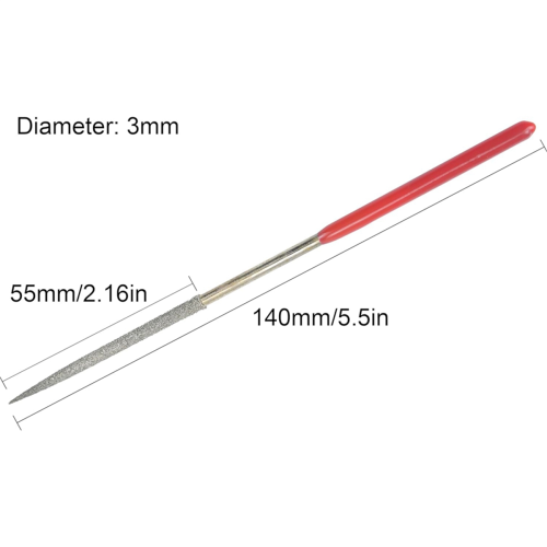 10Pcs Round Diamond Needles File, 3mm X 140mm Need 2