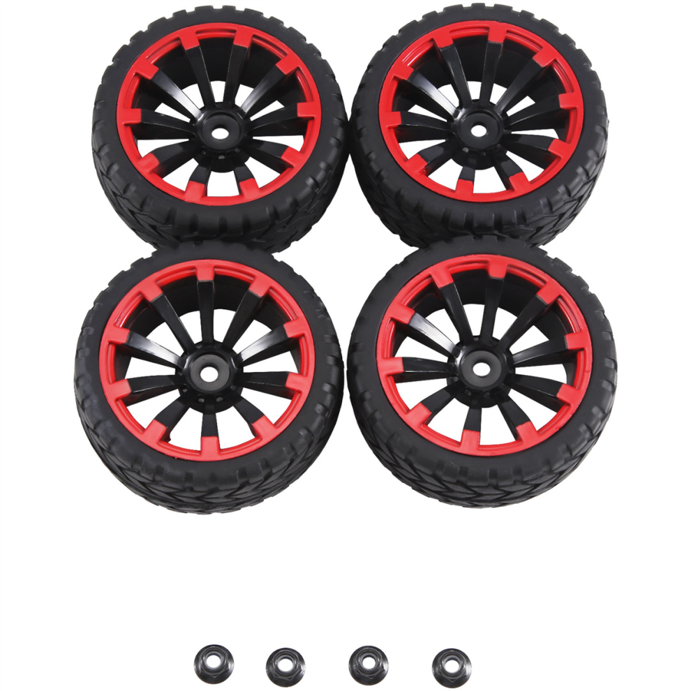 4Pcs 12Mm Hex Wheel Rims & Od 2.59Inch Rubber Tire 4851982265187