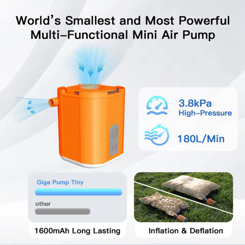 GIGA PUMP TINY 3-In-1 Mini Pump Portable Inflator 2
