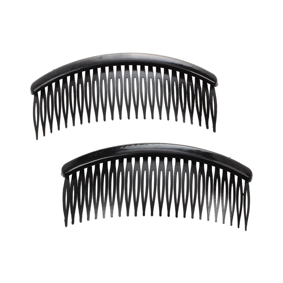 Semoic Black Plastic 24 Teeth Hair Comb Clip Clamp 2 Pcs