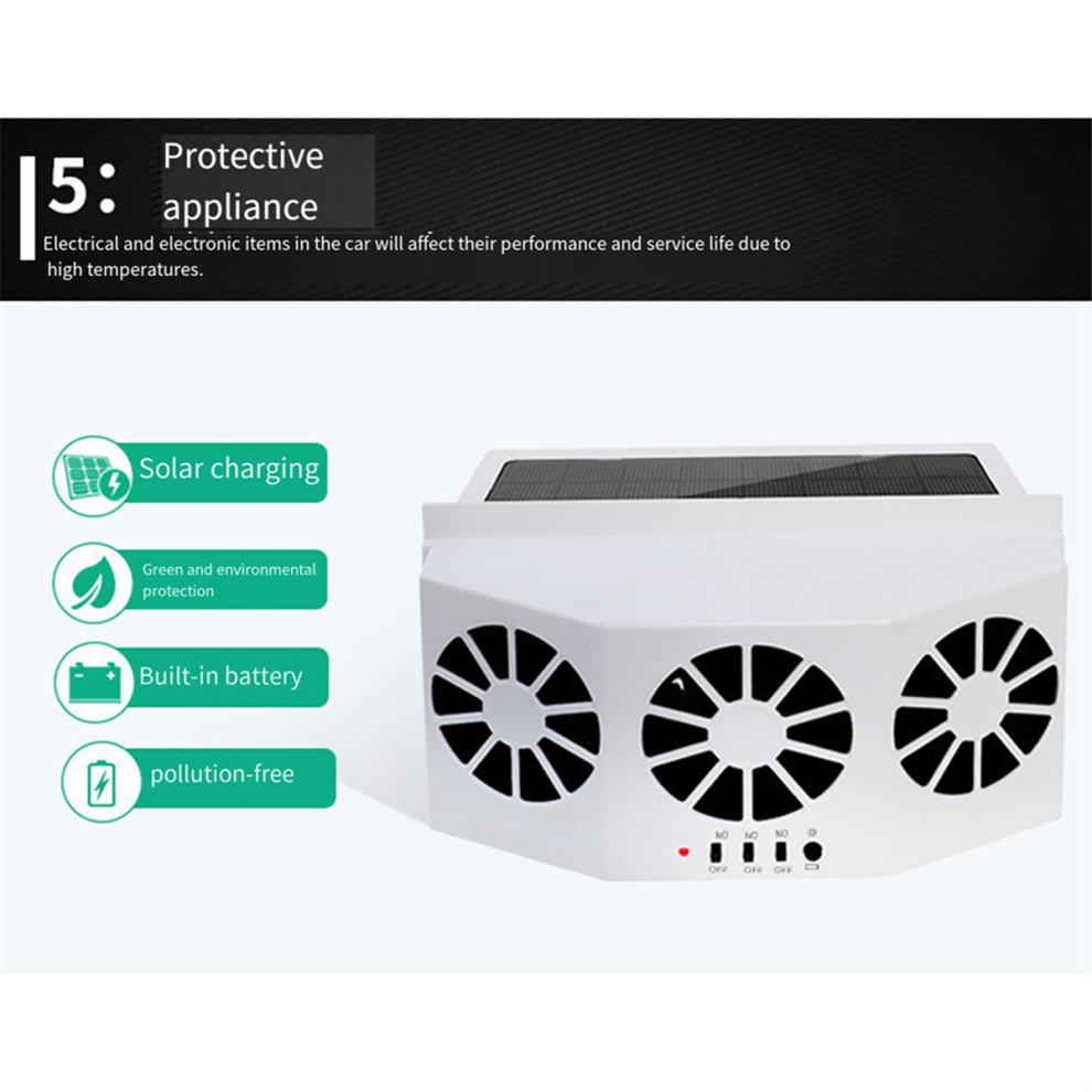 Car Ventilation Fan Solar Charging Heater Fo White 4853835421832