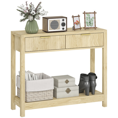 Homcom HOMCOM Modern Console Table with Fluted Panel Drawers, Narrow Hallway Table 1