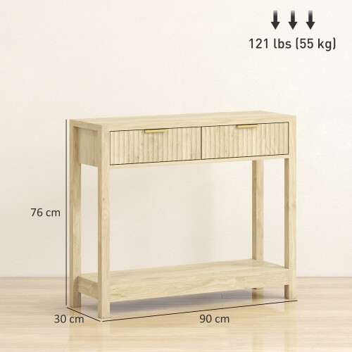 Homcom HOMCOM Modern Console Table with Fluted Panel Drawers, Narrow Hallway Table 2
