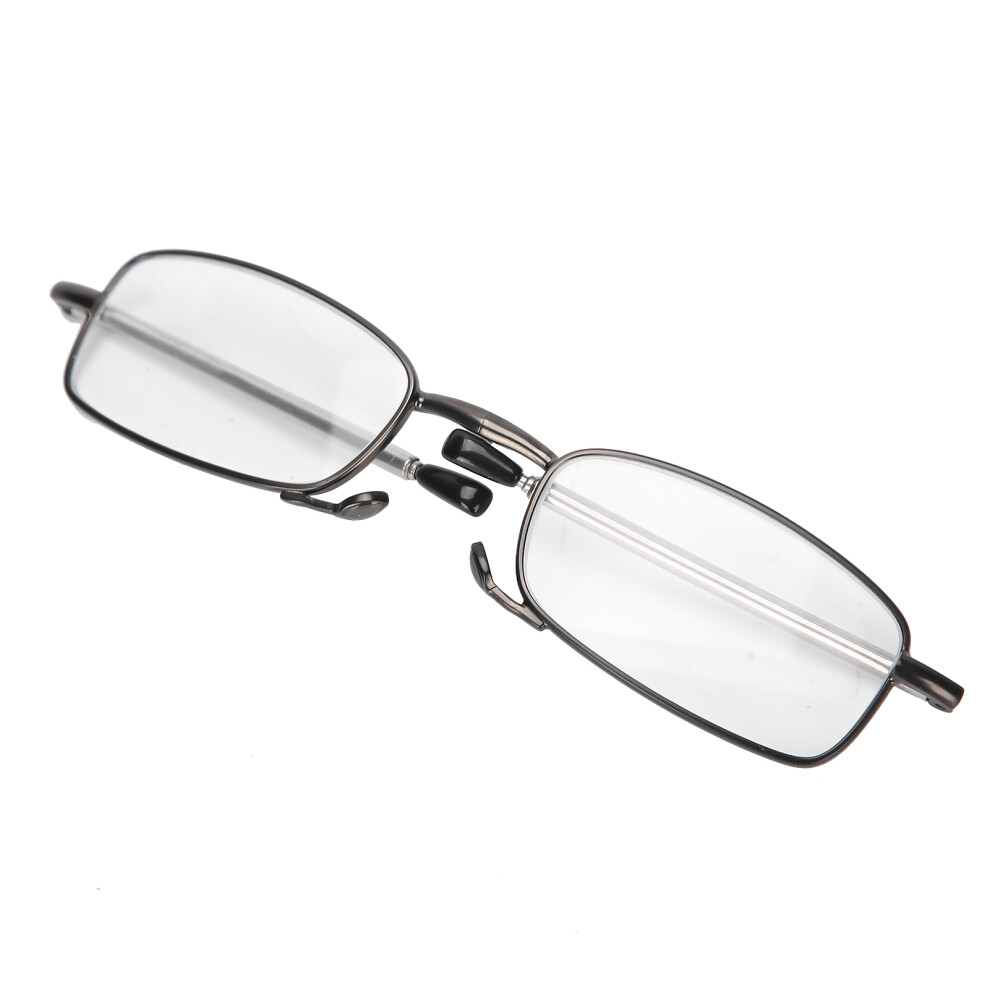 Gray Unisex Stainless Steel Folding Reading Glasses +2.50 For Elderly