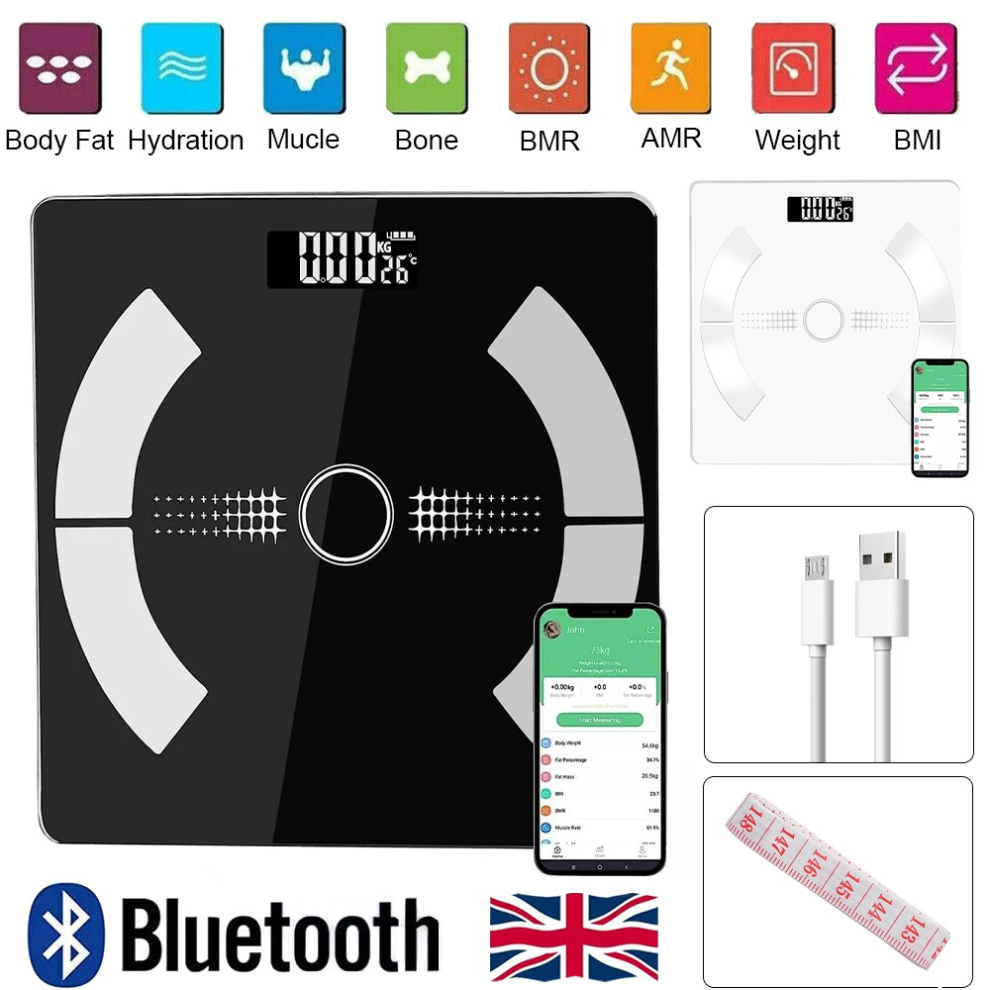 Acebazaar Limited Body Fat Scale 180Kg Bluetooth Smart Bmi Digital Bathroom Wireless