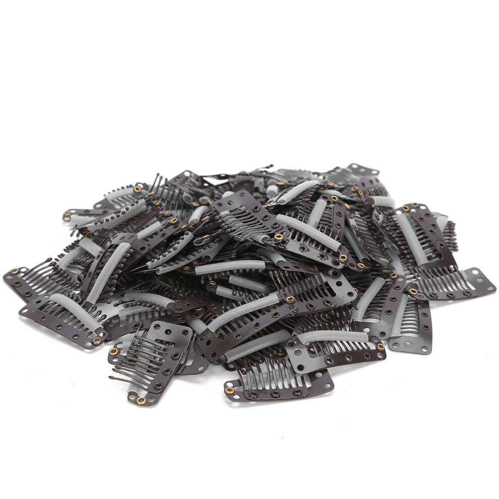 100pcs Stainless Steel 10 Teeth Wig Clips for Hair Extensions, 3.7x1.8cm