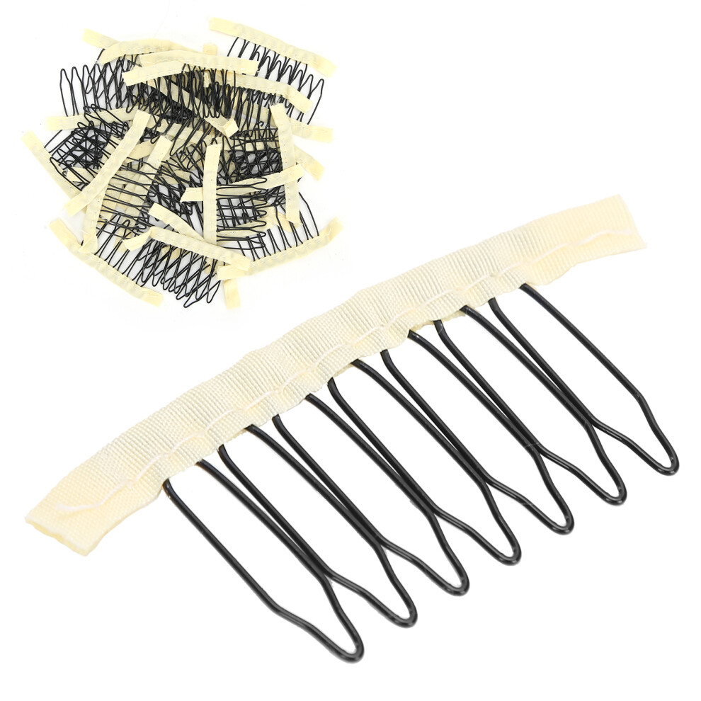 30pcs Wig Accessories Wig Comb Clips Stainless Steel 7-Teeth Beige