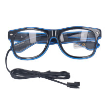 LED-Brille PVC Soundsteuerung Batteriebetrieben Futuristische leuchtende Brille Partyzubehör für Erwachsene Teenager Kinder Blau