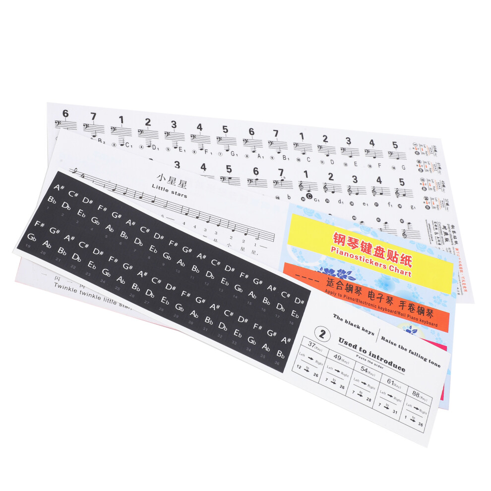 Transparent Piano Key Stickers For 37-88 Keys, Self-Adhesive Notation Paster 3001333532043