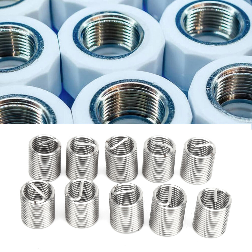 10Pcs M18x2.0 Sus304 Steel Thread Repair Inserts, 36Mm Length 9411333535632