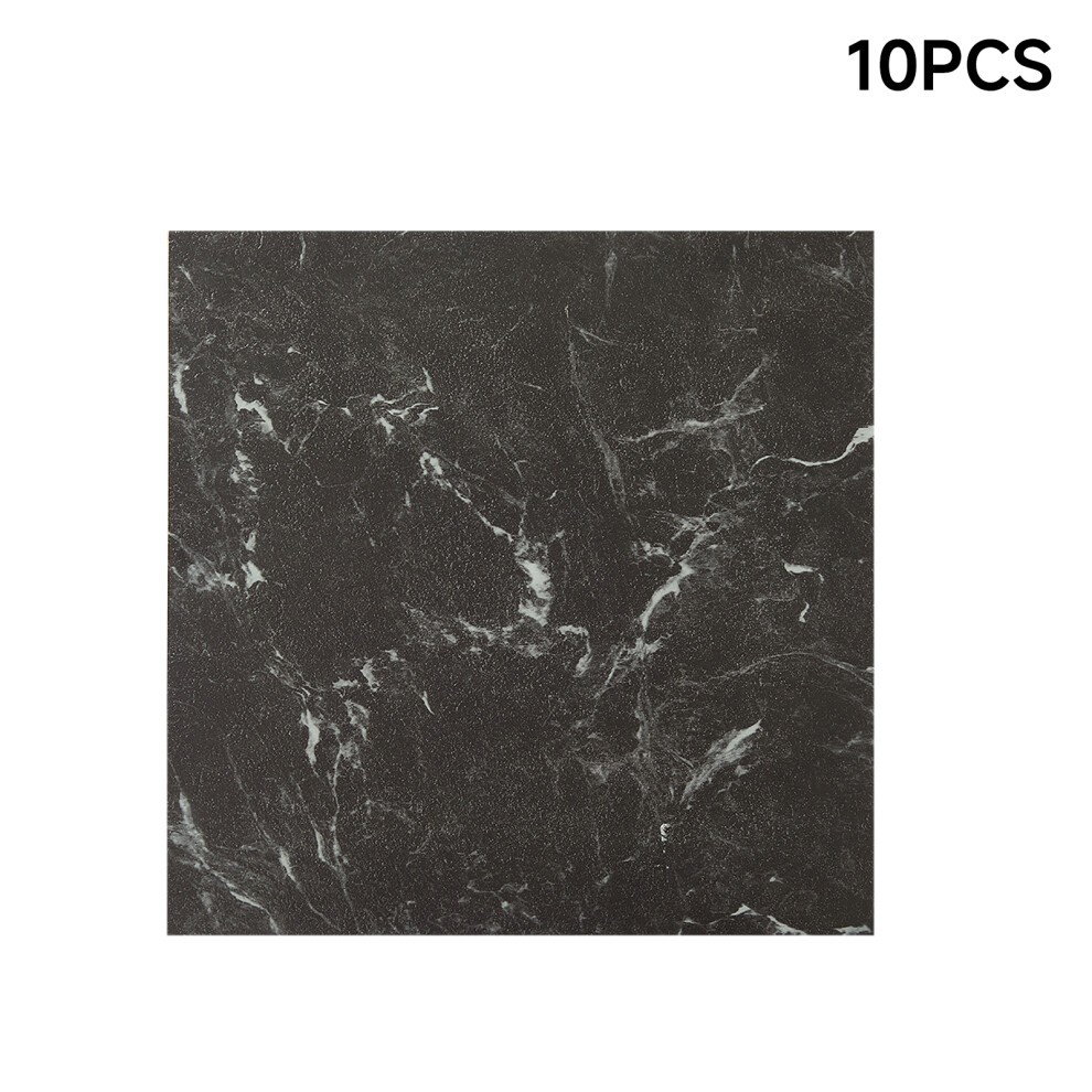 (10pcs) Black Marble PVC Self-adhesive Flooring Tiles
