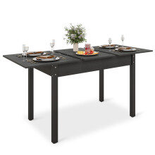 Extendable Dining Table 110-150cm, Seats 6-8, MDF Top & Solid Wood Legs, Hidden Extension Board, Easy Assembly - Black