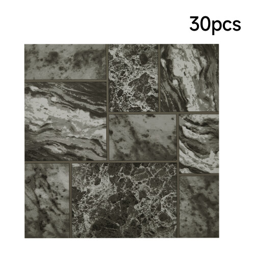 Living And Home (30pcs) Irregular Dark Marble Self-adhesive Flooring Tiles