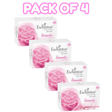 (PACK OF 4) Enchanteur Romantic Perfumed Beauty Soap Luxurious Floral Scent & Gentle Cleansing Bar for Soft, Smooth, Radiant Skin