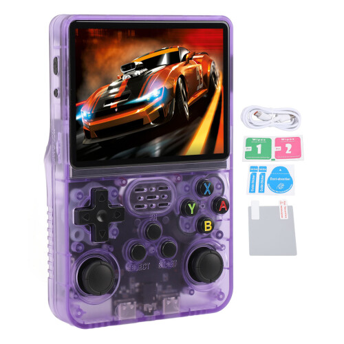 R36S Handheld Game Console 3.5" IPS 128GB Purple Support 20000+ Games 1