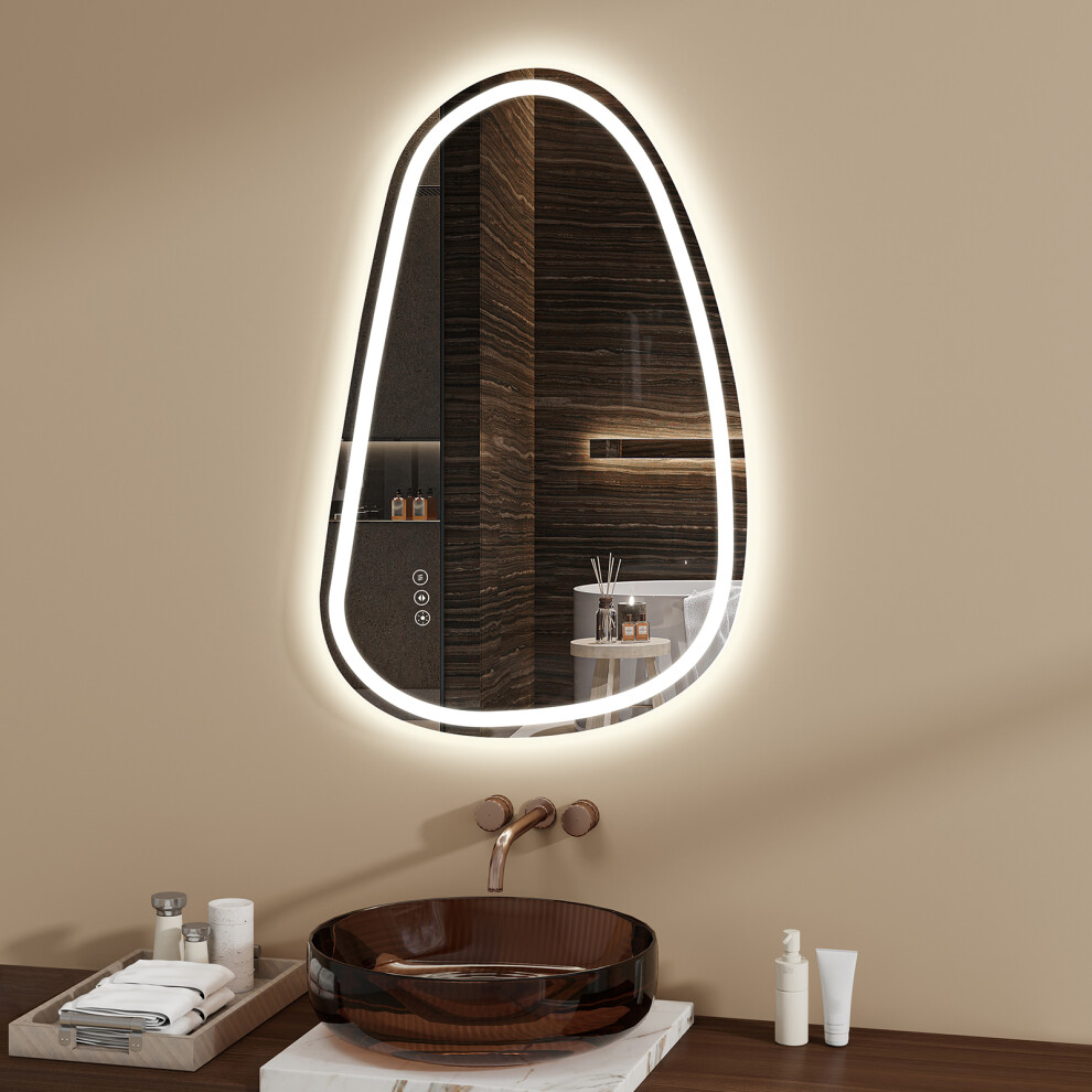 Bathroom Mirror 3 Colour LED Lights Demister Illuminate Wall Mounted