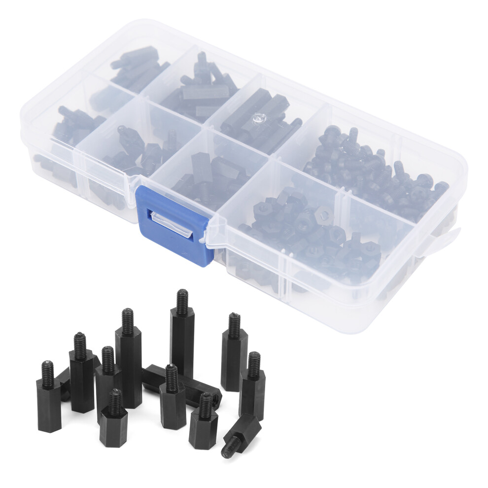 180Pcs Black Nylon M3 Screws Nut Assortment Standoff Kit 4641333550235
