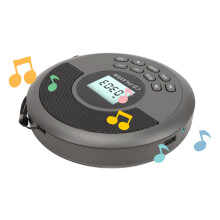 Compact Rechargeable CD Player with USB Bluetooth Dual Speakers for Home & Car