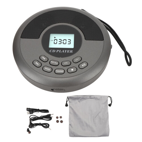 Compact Rechargeable CD Player with USB Bluetooth Dual Speakers for Home & Car 1