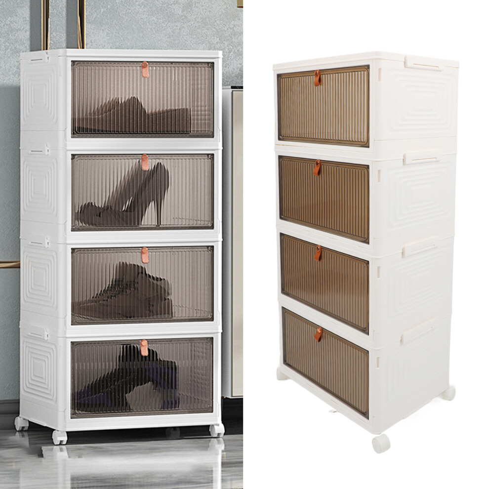 Foldable 4-Layer Transparent Shoe Rack with Wheels Large Capacity-image-OPC-PJCFBNS-NEW