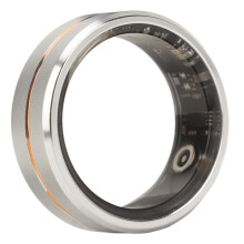 Silver Waterproof Smart Ring with 18mAh Battery & Sleep Monitor