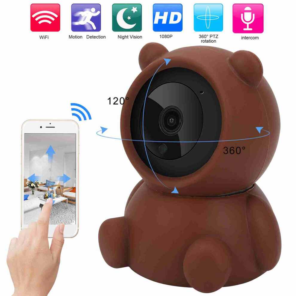 1080P Wifi Pan/Tilt Camera Brown Bear Style Night Vision 2ÂWay Audio 4951333553366