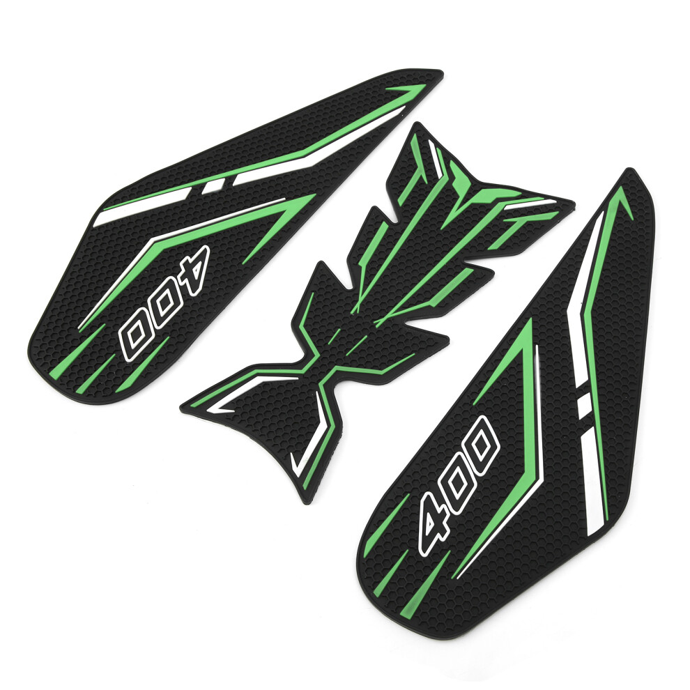 3Pcs Rubber Fuel Tank Stickers Fit Kawasaki Z400 Ninja 400 Green 7621333555796
