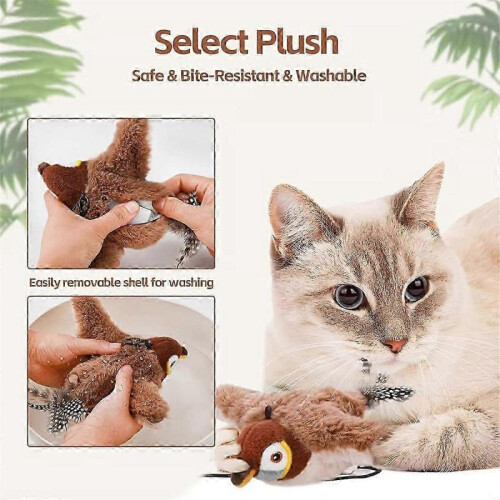 Interactive Electric Flying Bird Cat Toy with Flapping Wings and Chirping Sounds 2