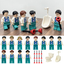 12pcs Toilet cleaner building block man urban professional cleaner Minifigure Kid Toy Gift Fits Lego