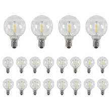 20 Pcs G40 LED Replacement Light Bulbs E12 Screw Base Shatterproof LED Globe Bulbs for Solar String
