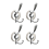 4pcs Stainless Steel Sucker Double Hook Punch-Free Powerful Reusable Rust-Proof Clothes Silver 3