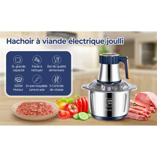 Electric Meat Grinder 5L Food Crusher Multifunction Vegetable Fruit Processor Chopper Kitchen Machine EU Plug