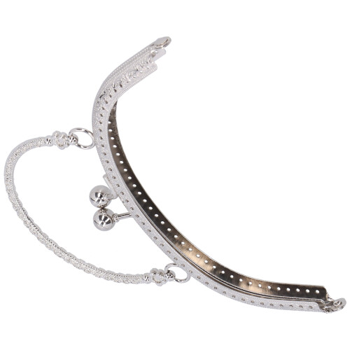 Semicircle Purse Handle Frame Metal Clasp Lock 16.5cm for DIY Bag Making Silver
