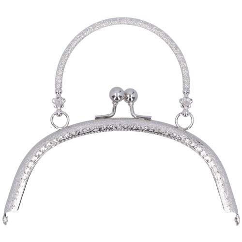 Semicircle Purse Handle Frame Metal Clasp Lock 16.5cm for DIY Bag Making Silver 1