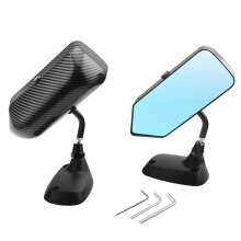 Car Universal Tuning Mirror F1 Aluminum Base Carbon Fiber Rearview Blue
