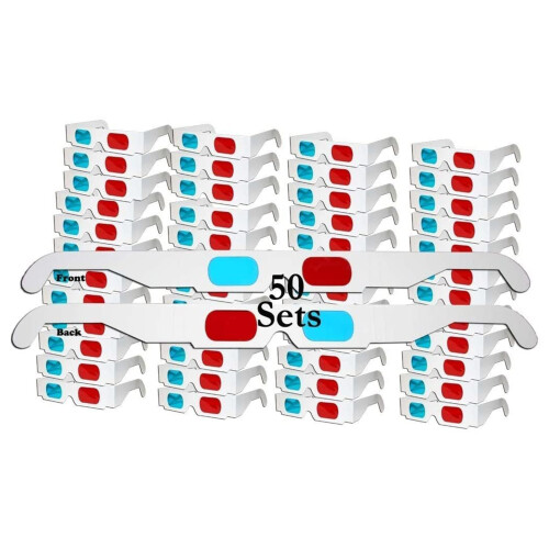 4Pcs Anaglyph 3D White Cardboard Glasses for Immersive Red/Cyan Viewing