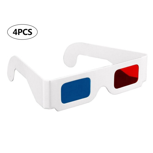 4Pcs Anaglyph 3D White Cardboard Glasses for Immersive Red/Cyan Viewing 2
