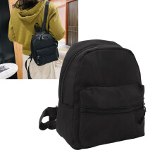 Mini-Rucksack Tragbar Wasserdicht Stylischer Nylon Kleine Tasche für Schüler Frauen Mädchen Schwarz