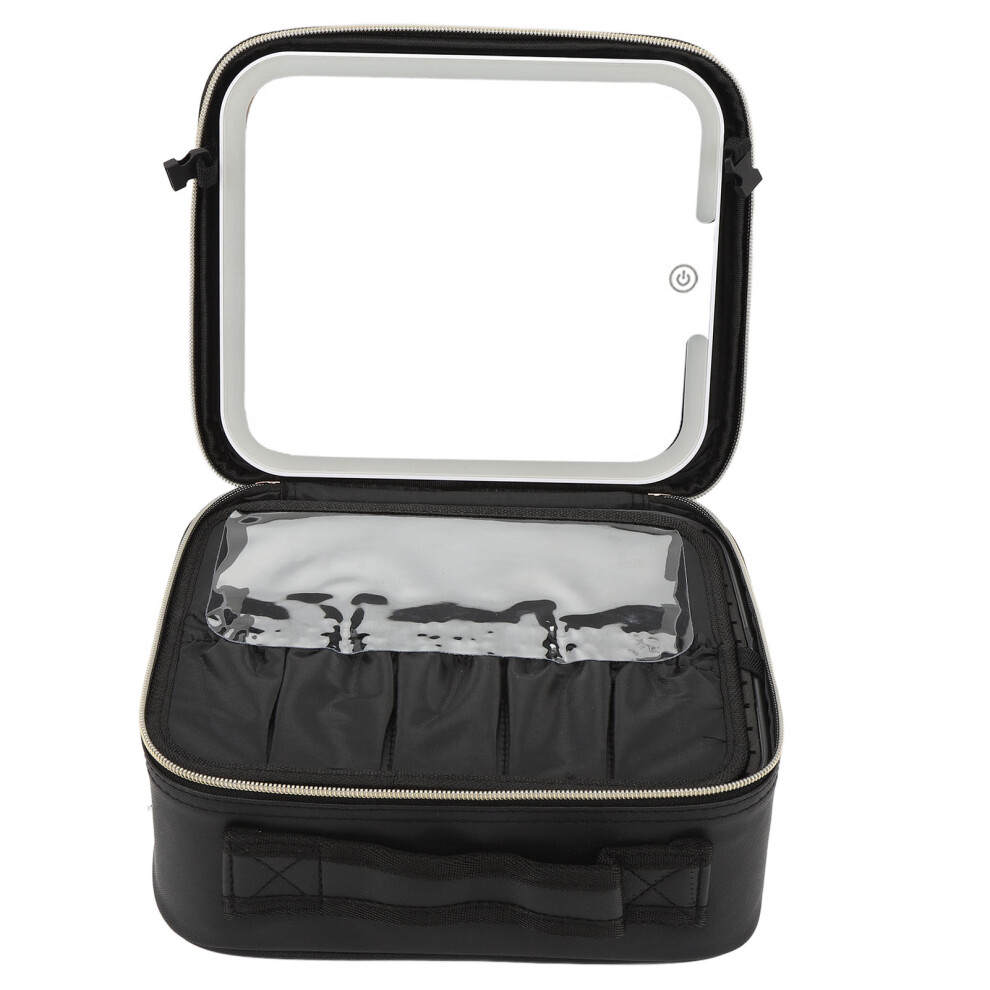 Makeup Case with Lighted Mirror, 3 Color LED, Adjustable Brightness, 1500mAh Battery