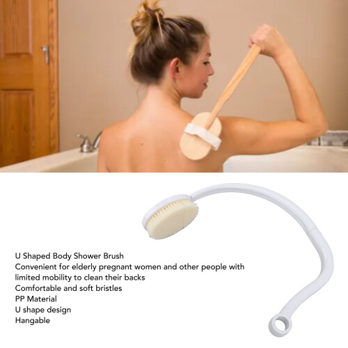 Brosse de bain en forme de U pour le dos, poignée longue détachable 2