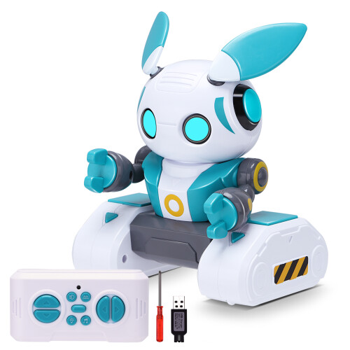 Robot RC 2.4GHz 3.7V 500mAh 15x11x9cm Blanc/Vert 1