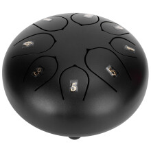 6in Ethereal Steel Tongue Drum, 8 Tones, Black, 15x10cm