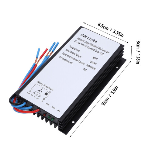 Contrôleur MPPT pour éolienne 12V/24V 300/600W IP67 1