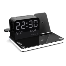 Wireless Charging Station 7 in 1 Fast Charger Stand with Clock Night Lights for Watches Smartphones