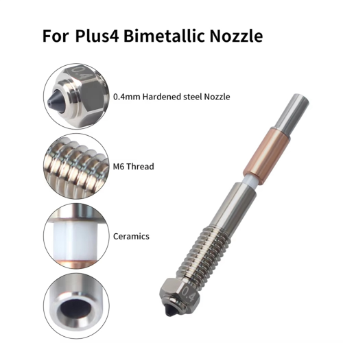 2Pcs for QIDI Plus4 Bimetal Nozzle Quick Removal Ceramic Insulation Integration 0.4mm Nozzles HighTemperature Resistance 2