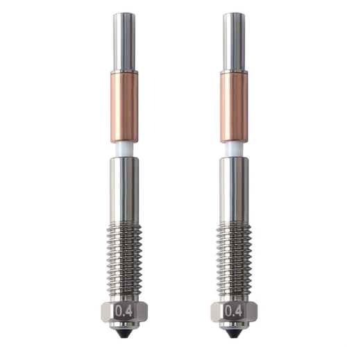 2Pcs for QIDI Plus4 Bimetal Nozzle Quick Removal Ceramic Insulation Integration 0.4mm Nozzles HighTemperature Resistance