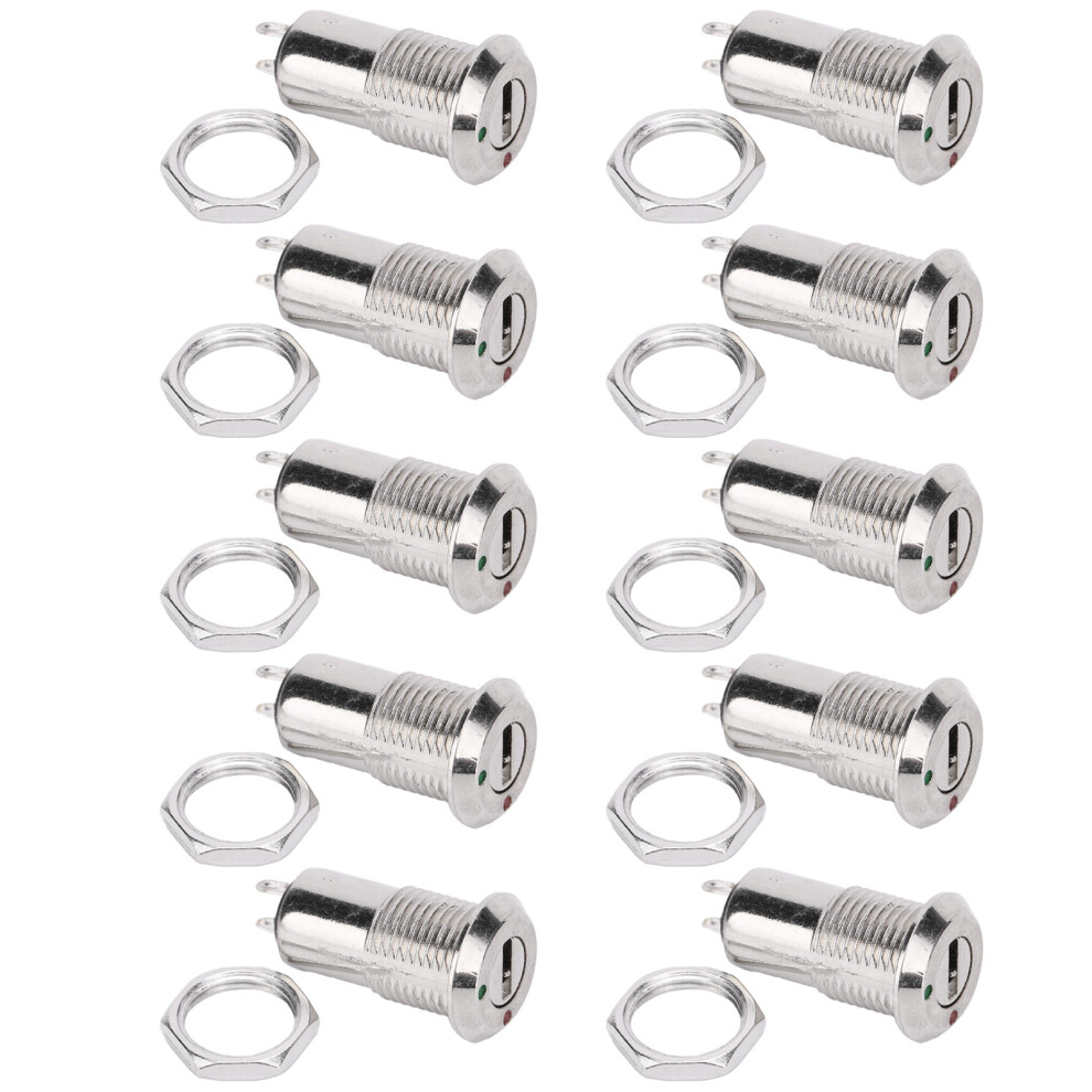 10Pcs Stainless Steel Key Switch Lock 12Mm 220V On/Off Single/Double Pull 7891333594709