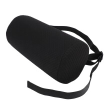 Almohada lumbar cilíndrica de 27x12 cm, negra, espuma viscoelástica.